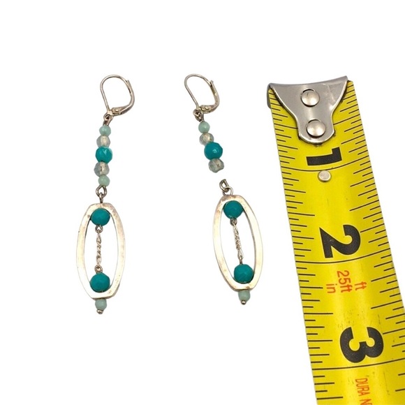 Silver Blue Bead Earrings - Picture 2 of 2